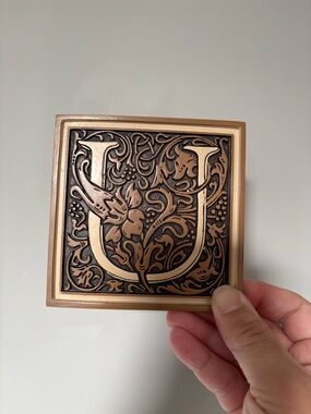 Russ Brown Monogram Letter Plaque or coaster - U